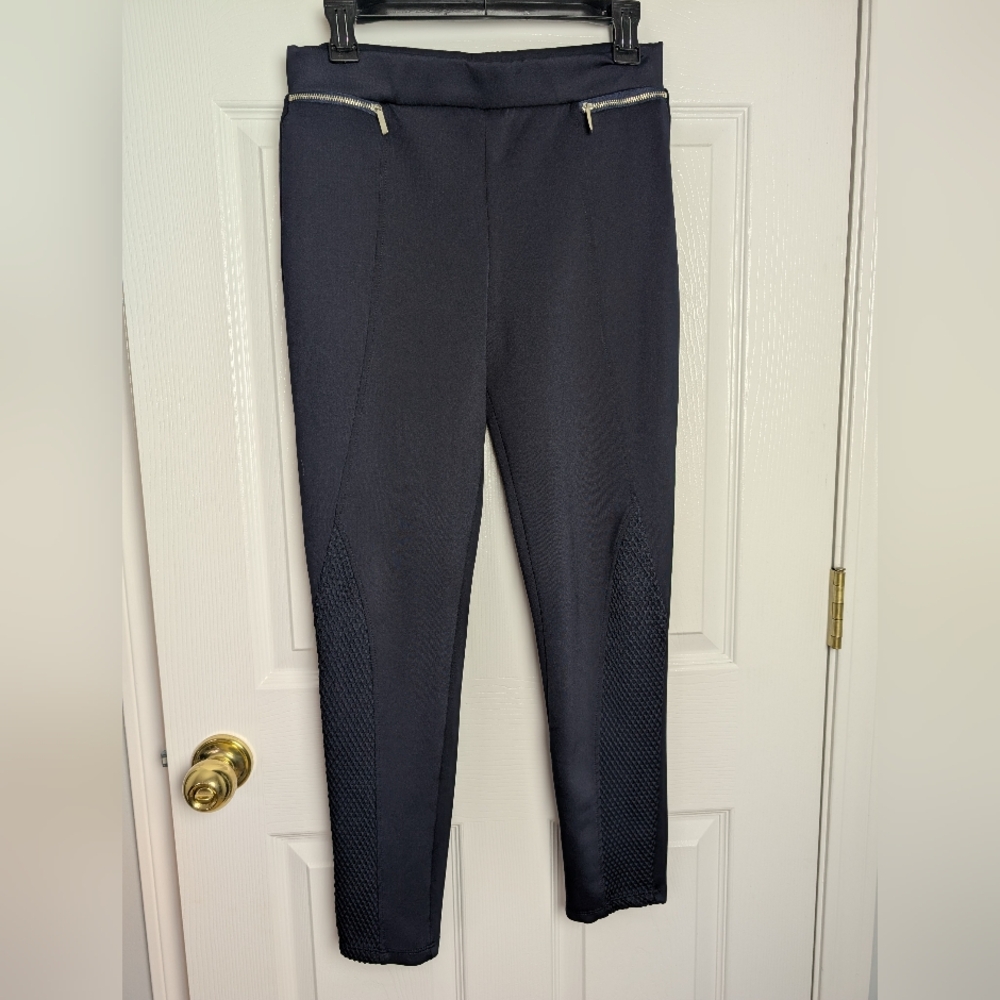 Zara Basics Navy Riding Leggings with Mesh Detail, Sz. L